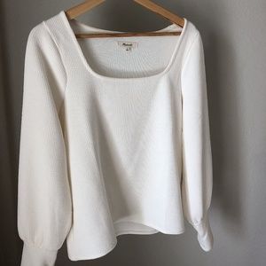 Cream Square Neck Top